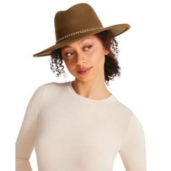 Steve Madden Accessories - Steve Madden Women's Green Felted Wool Metal Chain Fedora One Size